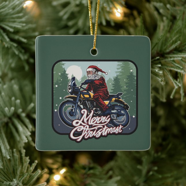 Adorno De Cerámica Santa en motocicleta personalizada (Árbol)