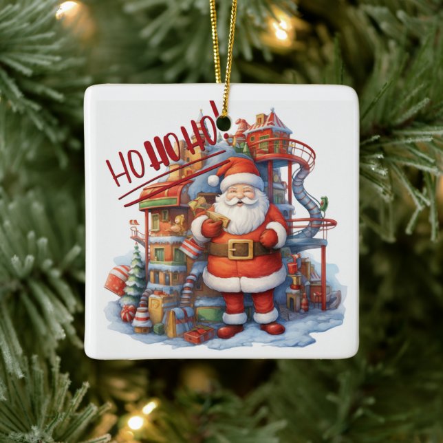 Adorno De Cerámica Santa en su fábrica de juguetes (Árbol)