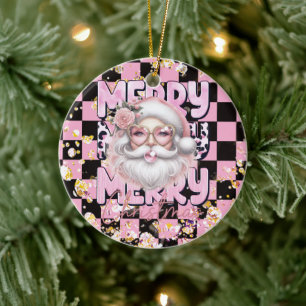 Adorno De Cerámica Santa femenina Navidad divertida Groovy