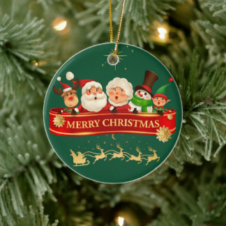 Adorno De Cerámica Santa & Friends Classic Christmas Ornament