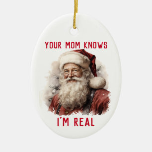 Adorno De Cerámica Santa Funny, tu madre sabe que soy real