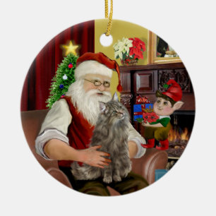 Adorno De Cerámica Santa - Gato del bosque noruego