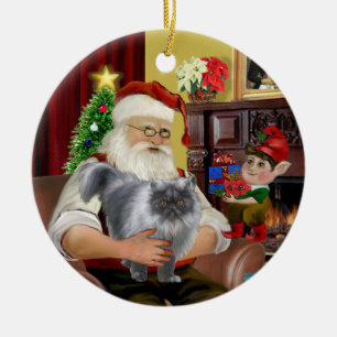 Adorno De Cerámica Santa - gato persa de humo azul