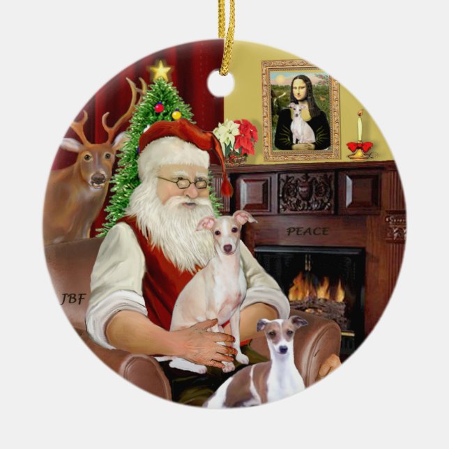 Adorno De Cerámica Santa - Greyhound italiano (DOS) (Frente)