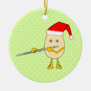 Adorno De Cerámica Santa Hat Flute Egghead
