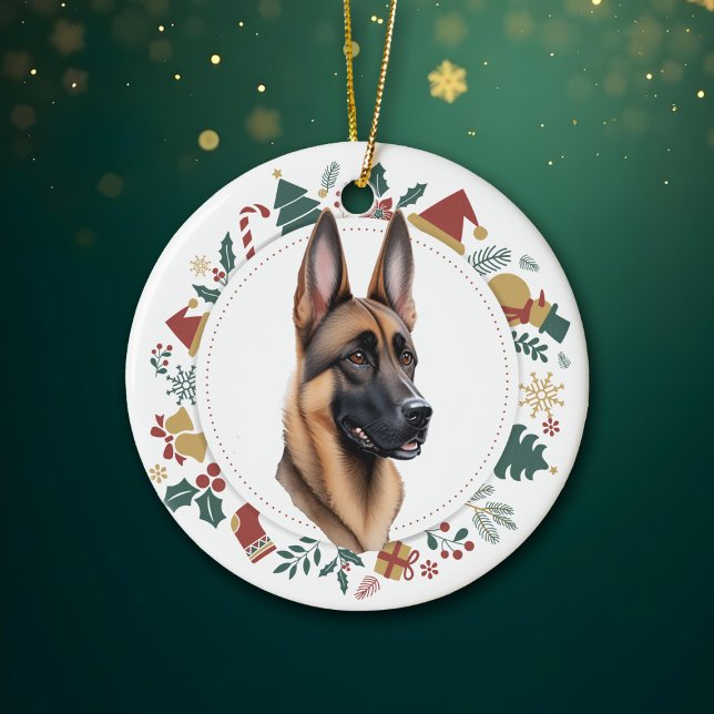 Adorno De Cerámica Santa Hat Navidades belgas malinois (Subido por el creador)
