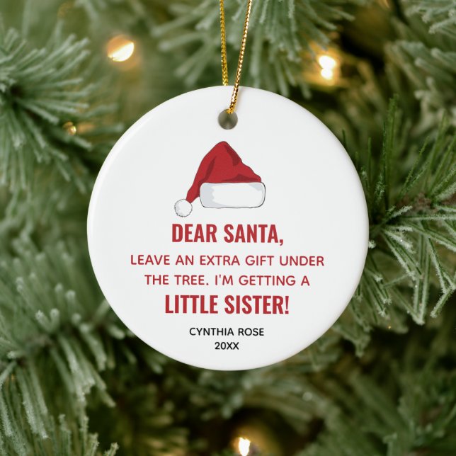 Adorno De Cerámica Santa Hat Personalizado Estoy Consiguiendo Una Her (Árbol)
