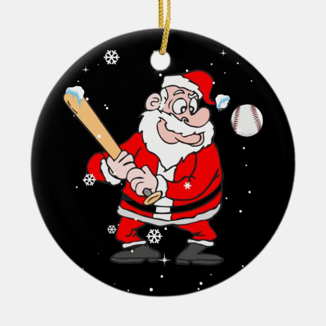 Adorno De Cerámica Santa Jugando Béisbol Camisas Pajama (Frente)