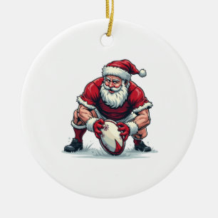Adorno De Cerámica Santa jugando fútbol fantasía jugador de Navidad