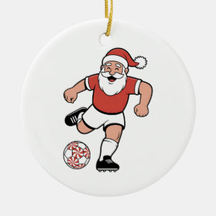 Adorno De Cerámica Santa jugando fútbol jugador de Navidad deporte