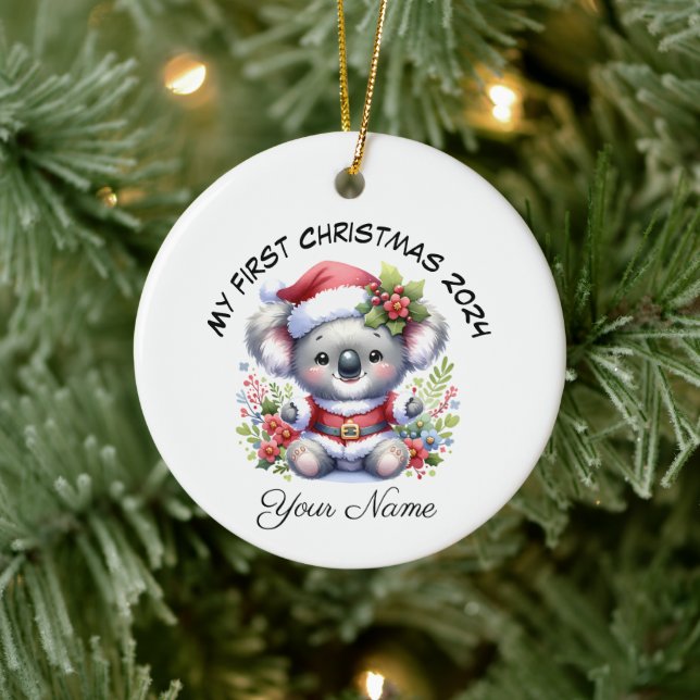 Adorno De Cerámica Santa Koala personalizada primera Navidad (Árbol)