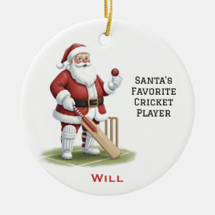 Adorno De Cerámica Santa lindo personalizado jugando cricket