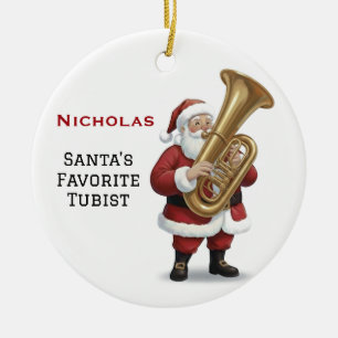 Adorno De Cerámica Santa Lindo Personalizado Tocando Tuba