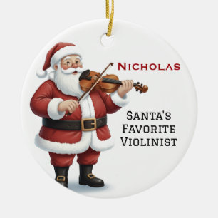 Adorno De Cerámica Santa Lindo Personalizado Tocando Violín