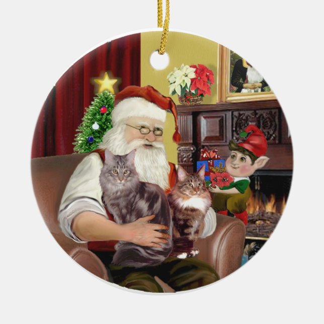 Adorno De Cerámica Santa - Maine Coon cat 10 (Frente)