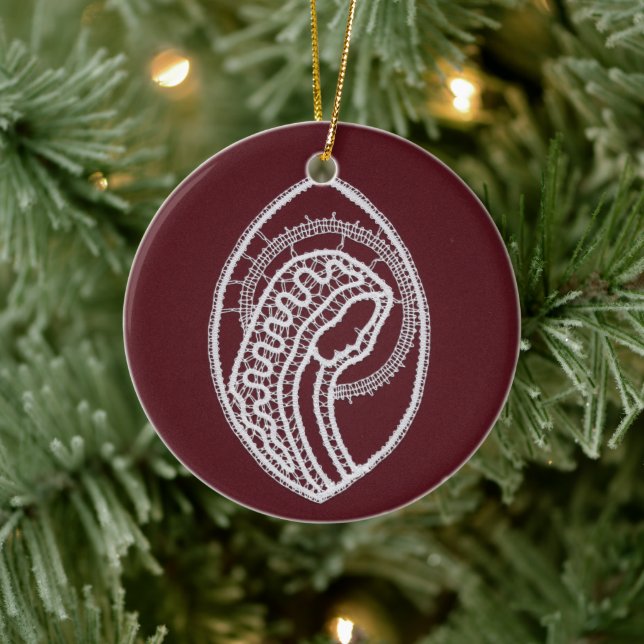 Adorno De Cerámica Santa María de la Virgen, encaje (Árbol)