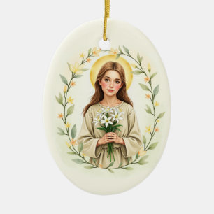 Adorno De Cerámica Santa María Goretti, la paz y las bendiciones de D