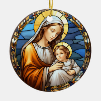 Adorno De Cerámica Santa María y el Bebé Jesús mancharon la Natividad