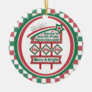 Adorno De Cerámica Santa Marquee Retro - Ho Ho Merry & Bright