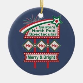 Adorno De Cerámica Santa Marquee Retro - Ho Ho Merry & Bright