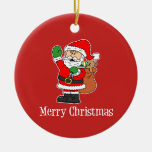Adorno De Cerámica Santa Merry Christmas Cute Personalizado Ceramic O