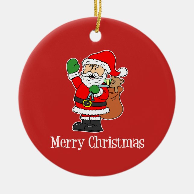 Adorno De Cerámica Santa Merry Christmas Cute Personalizado Ceramic O (Frente)