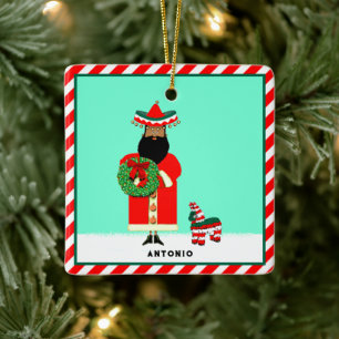 Adorno De Cerámica Santa Mexicano Feliz Navidad