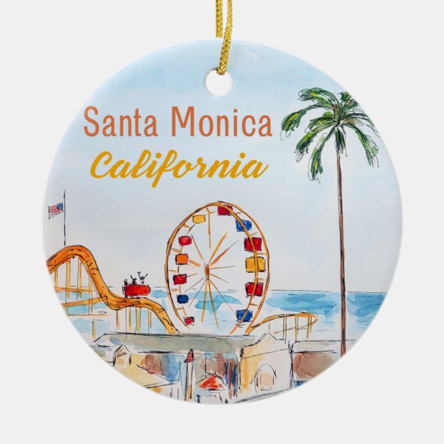 Adorno De Cerámica Santa Monica Pier Ornament (Frente)