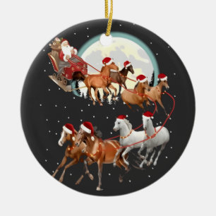 Adorno De Cerámica Santa montando caballos, trineo ecuestre