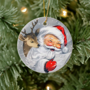 Adorno De Cerámica Santa Navidad retro vintage