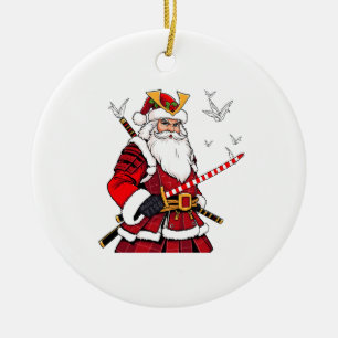 Adorno De Cerámica Santa Navidad Santa Claus Arte Japonés Samurái 