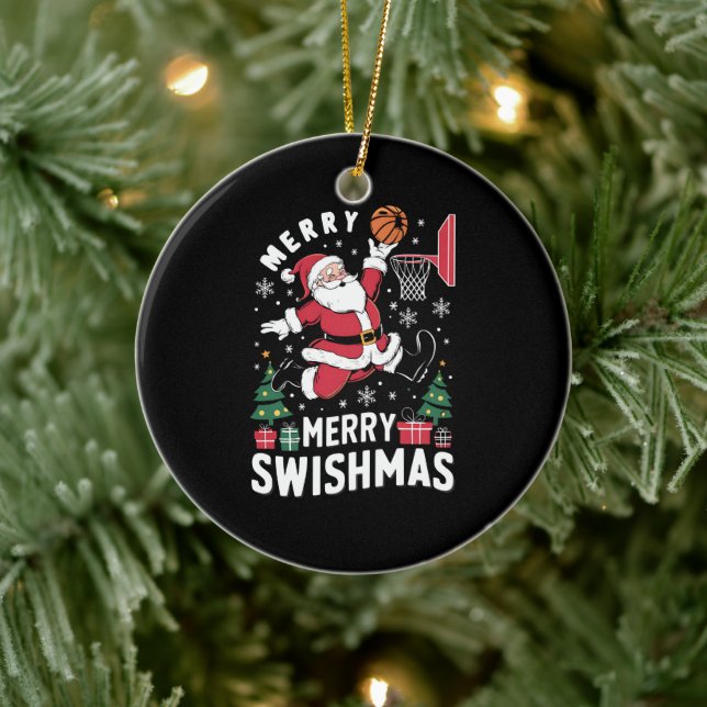 Adorno De Cerámica Santa Navidades de Feliz Swishmas Jugando Balonces (Árbol)