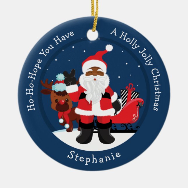 Adorno De Cerámica Santa negra con Rudolph (Frente)