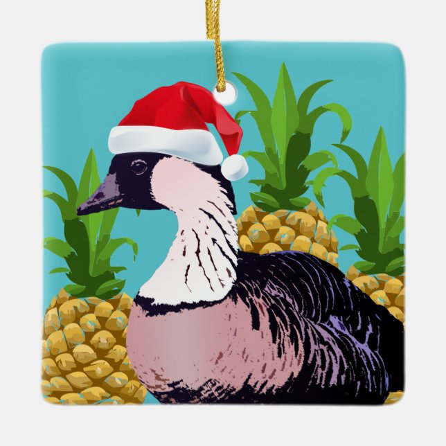 Adorno De Cerámica Santa Nene Mele Kalikimaka Aqua (Anverso)