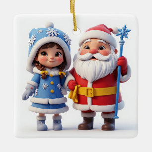 Adorno De Cerámica 🎄 Santa Niña Invierno Navidad ❄️