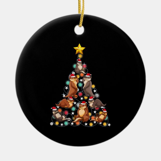 Adorno De Cerámica santa nutria árbol de navidad| graciosos navidades (Frente)