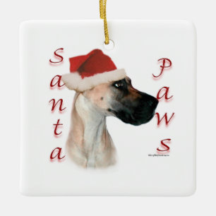 Adorno De Cerámica Santa Paws de Great Dane (fawn)