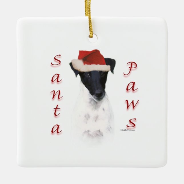 Adorno De Cerámica Santa Paws Smooth Fox Terrier (Anverso)