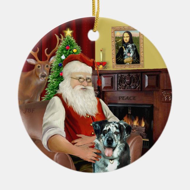 Adorno De Cerámica Santa - Perro leopardo de Catahoula (Frente)