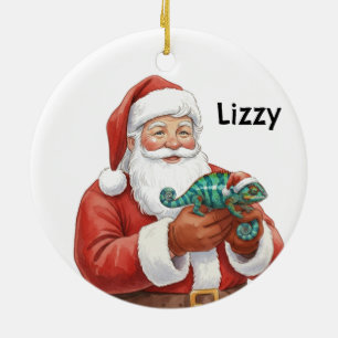 Adorno De Cerámica Santa personalizado con camaleón pantera
