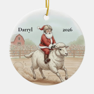 Adorno De Cerámica Santa Personalizado Haciendo Mutton Busting