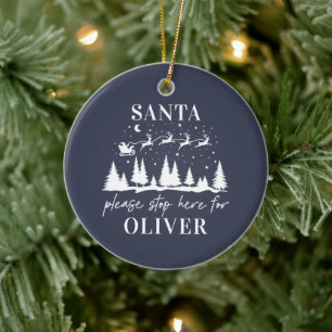 Adorno De Cerámica Santa por favor detente aquí para la Navidad tradi
