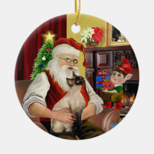 Adorno De Cerámica Santa - Punto de foca gato siamés