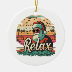 Adorno De Cerámica Santa Retro con un título Relájate