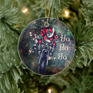 Adorno De Cerámica Santa Rides Retro—Ho Holiday Ornament