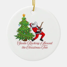 Adorno De Cerámica Santa Rockeando alrededor del árbol de Navidad en