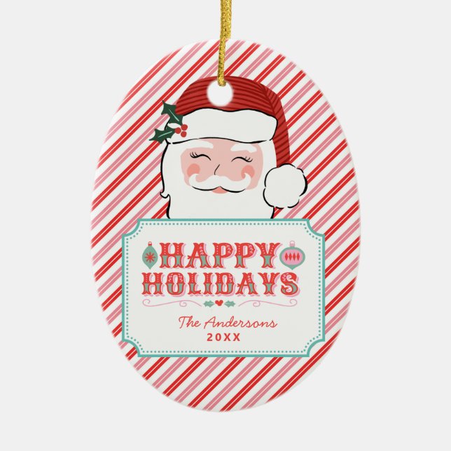 Adorno De Cerámica Santa Rosa y Roja | Felices fiestas (Frente)