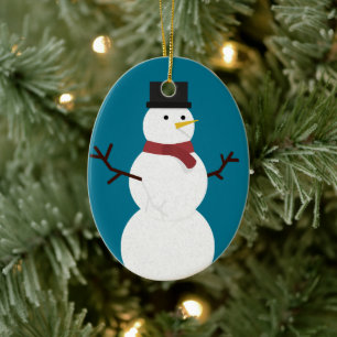 ADORNO DE CERÁMICA SANTA SNOWMAN SCARF XMAS