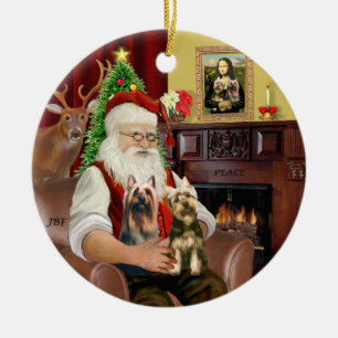 Adorno De Cerámica Santa - Terriers Sedosos (DOS)