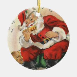 Adorno De Cerámica Santa toca la armónica